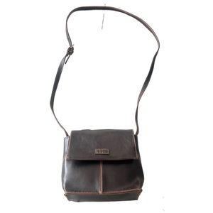 Crazy Horse Liz Claiborne Brown Leather Crossbody Shoulder Bag Small Purse Vtg